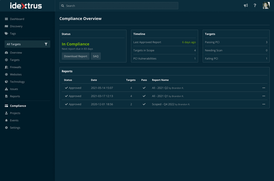 Idextrus Compliance Scanning